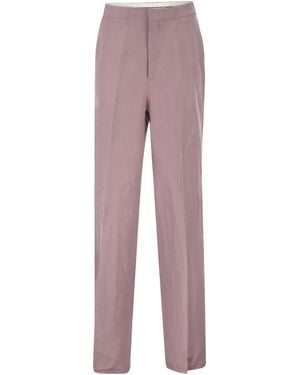 Tagliatore Tailored Linen Pants - Purple