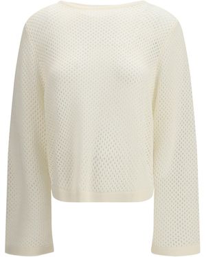 Allude Boatneck Sweater - White