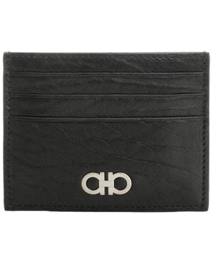 Ferragamo Leather Gancini Ornament Wallet - Black