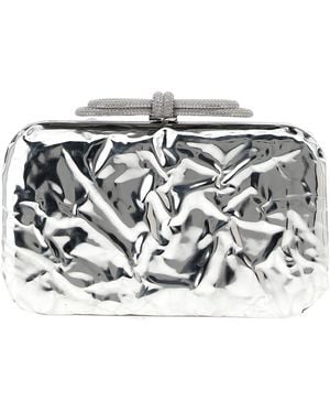 Mach &amp; Mach 'Double Bow Wrapped Mirror' Clutch - Gray