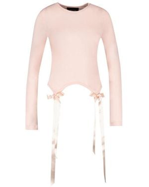 Simone Rocha Bow Tail Easy Long Sleeve T-Shirt - Pink