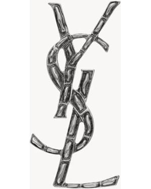Saint Laurent "Cassandre" Crocodile Brooch - White