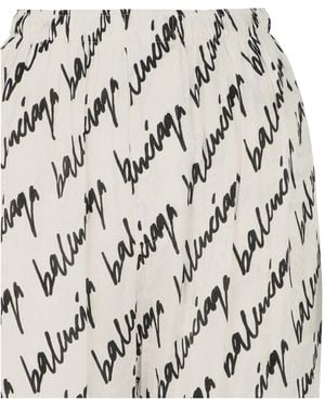 Balenciaga Scribble Silk Jacquard Pajama Pants - Gray