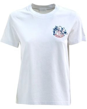 Moncler Short Sleeves Heavy Combed Cotton Jersey T-Shirt - White