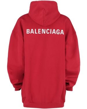 Balenciaga Medium Fit Logo Hoodie - Red