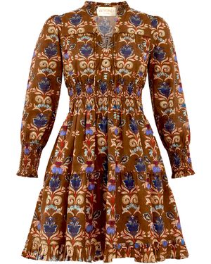 Beyond By Vera Mini Dress, Cotton-Linen Blend - Brown