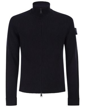 Premiata Wool Cardigan With Zip - Blue