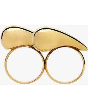 Givenchy G Tears Double Fingers Golden Ring Nwt - White