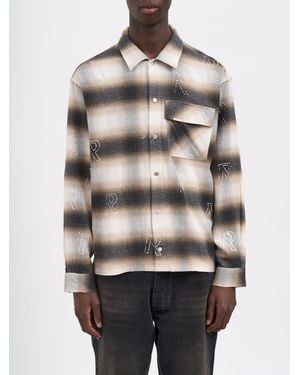 Represent Flannel Shirt With All-Over Initials - Gray
