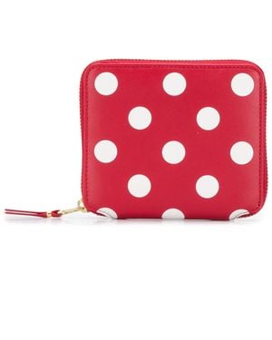 Comme des Garçons Dots Printed Leather Line Wallet - Red