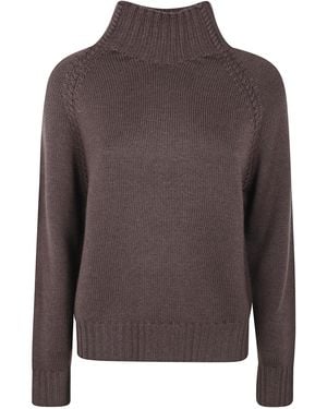 Rossopuro Long Sleeved Turtle Neck Sweater - Brown