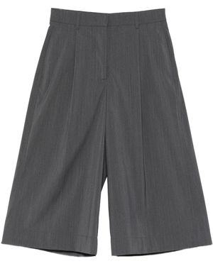Herno Wool Polyamide Polyester Pleated Wide-Leg Shorts - Gray