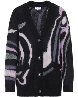 PUCCI Embroidered Mohair Blend Oversize Cardigan - Black