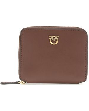 Pinko Leather Zip-Around Wallet Burgundy - Brown