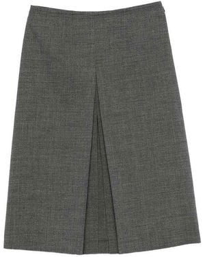Prada Wool Skirt With Nylon Waistband - Gray