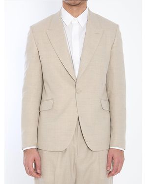 Dior Wool And Linen Blend Single-Breasted Jacket - Natural