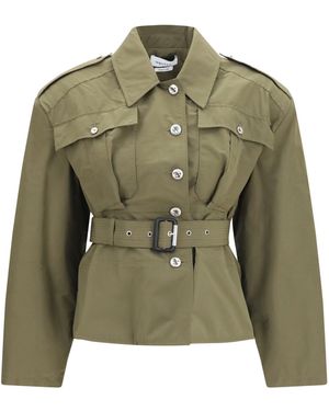 McQueen Jacket Cropped Belted High-Neck - Green