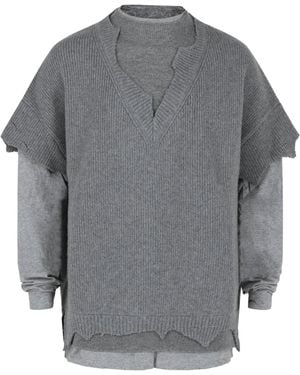 Givenchy Wool Cut And Layer Sweater - Gray