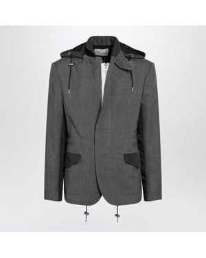 Sacai Khaki Wool And Nylon Jacket - Gray