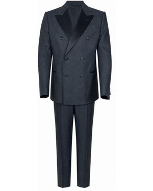 Giorgio Armani Cotton Double-Breasted Suit Dresses - Blue