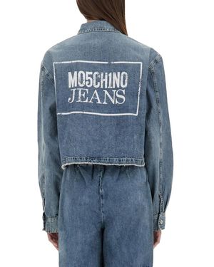 Moschino Cropped Denim Jacket - Blue