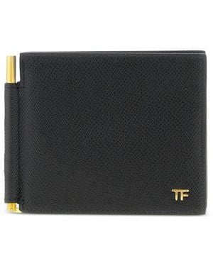 Tom Ford Grained Leather Money Clip Wallet - Black