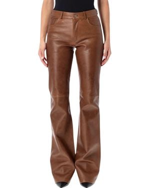 Haikure Flora Leather Pants - Brown