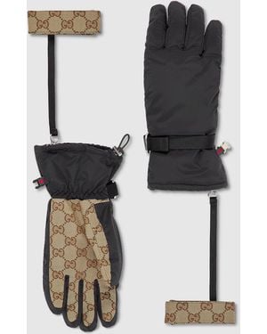 Gucci Gg Padded Gloves With Wrist Straps - Black