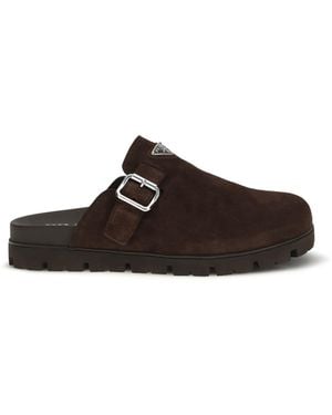 Prada Suede Mules - Brown