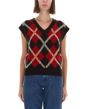 Guest In Residence "argyle" Vest - Red