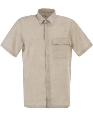 PT Torino Short-Sleeved Linen Shirt - Natural