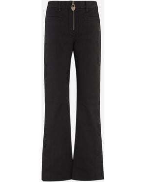Chloé Cotton Pants With Front Zip - Black