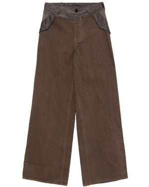 Sacai Wide Leg Denim Pants - Brown