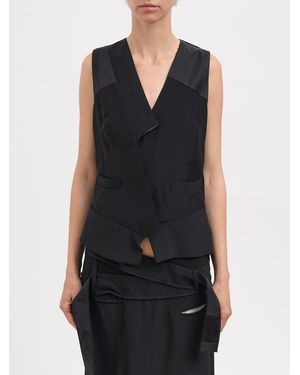 Alessandra Marchi Asymmetrical Viscoso And Silk Gilet - Black
