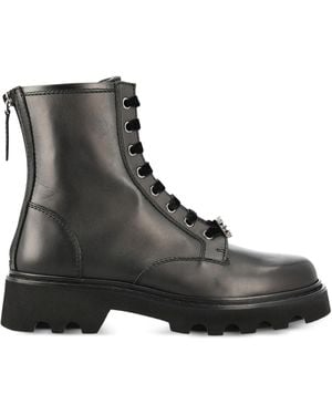 Roger Vivier Crystal-Buckle Zip-Detail Boots - Black
