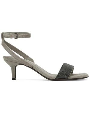 Brunello Cucinelli Light Suede Sandals - Metallic