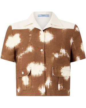 Prada Canvas Shirt With Print - Brown