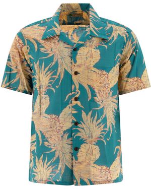 Sun Surf Island Pineapple" Shirt - Blue