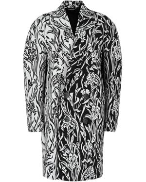 Givenchy Double-Breasted Floral Jacquard Coat - Gray