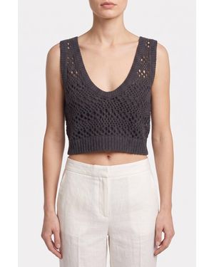 Brunello Cucinelli Dark Linen Silk Tank - Black