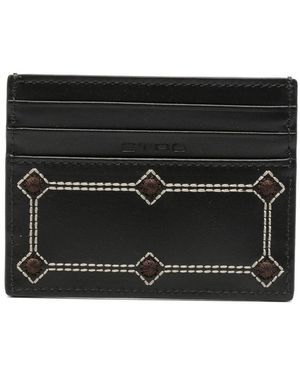 Etro Card Holder Leather + Embroidery 10 - Black