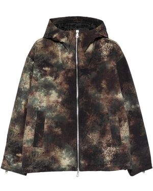 Cole Buxton Camouflage Pattern Hooded Jacket - Brown