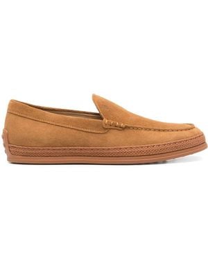 Tod's Cord Weaving Slip-On Suede Loafers - Brown