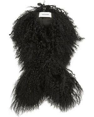 Yves Salomon Scarf Long Hair Lamb - Black