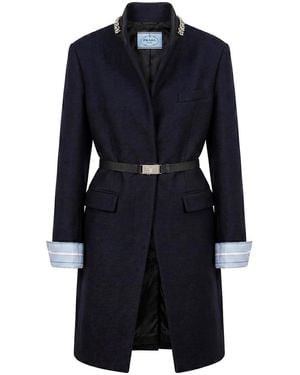 Prada Coat With Belt - Blue