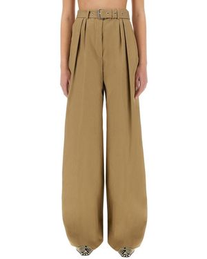 Dries Van Noten Wide-Leg Pants With Belt - Natural