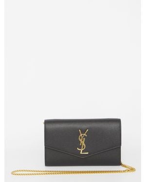 Saint Laurent Uptown Pouch With Chain - Gray