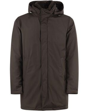 Herno Hooded Parka With Knitted Inner Collar - Black
