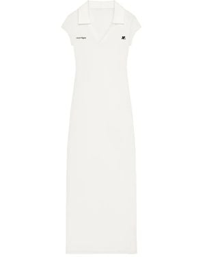 Courreges Long Dress With Logo - White