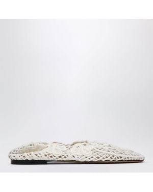 Odissi Iris Crochet Ballerina Flats - White